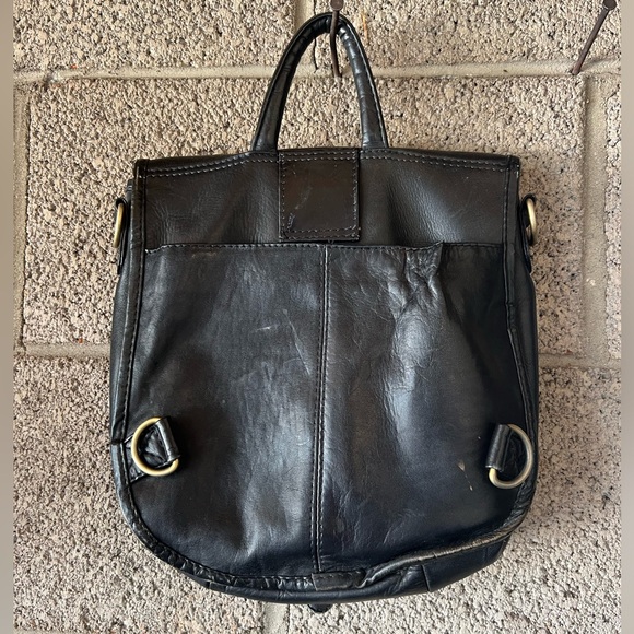 HOBO International Black Leather Saddle Bag Crossbody Purse Bronze Hardware - Picture 4 of 6